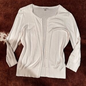 Halogen Cream Button-Up Sweater